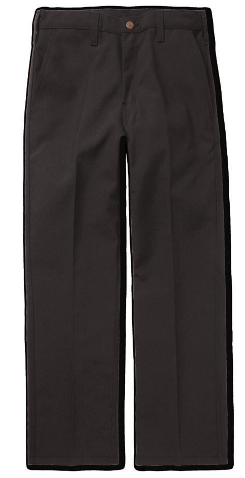 The traditional dress pant has two front slash pockets, two rear welt pockets, triple feld-lock side and seat seams, and a fully finished waistband.