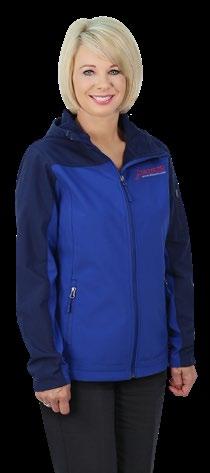 with a 100% polyester woven shell bonded to a water-resistant