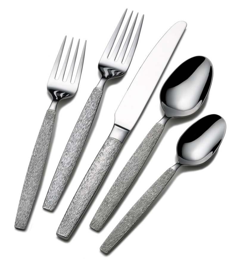 Sasaki Metropolis Sasaki Metropolis flatware features a textured look inspired by wood, perfect for a unique table setting.