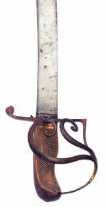 21 22 23 21 AN OFFICER S SWORD, EARLY 19TH CENTURY with earlier curved single-edged Eastern blade of watered steel formed with a rounded back-edge (tip bent), gilt-brass hilt formed of a