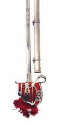 5cm; 32P in blade 350-450 335 336 337 A SCOTTISH SKEAN DHU OF THE HIGHLAND LIGHT INFANTRY, POST 1902 with white metal mounts including the regimental badge on the grip, the pommel set with a
