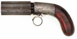 New York address, engraved cylinder, the frame retaining some case-hardening colour and the trigger-guard and back-strap each with some original silver-plated finish, and polished walnut grips: in a