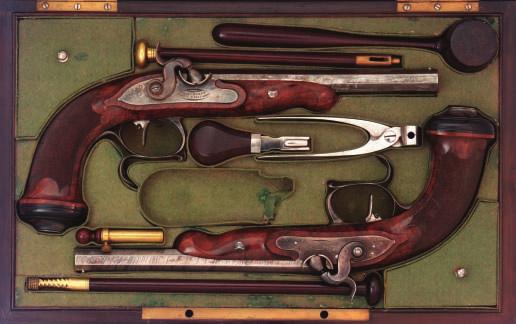 148 148 A PAIR OF FRENCH PERCUSSION RIFLED TARGET PISTOLS BY BAUCHERON PIRMET, PARIS, CIRCA 1830 with lightly swamped octagonal sighted barrels signed Baucheron Pirmet and cut with micro-groove