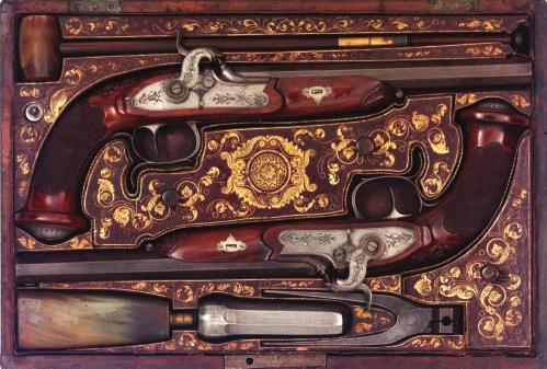159 159 A FINE PAIR OF BOHEMIAN PERCUSSION DUELLING PISTOLS BY A.V.