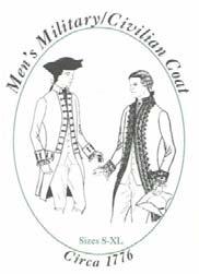 sleeved and sleeveless variations PI 730 $13.00 1770's Civilian Coat Sizes: (34-38), (40-44), (46-50) Men's 1779 civilian jacket with functional pockets.