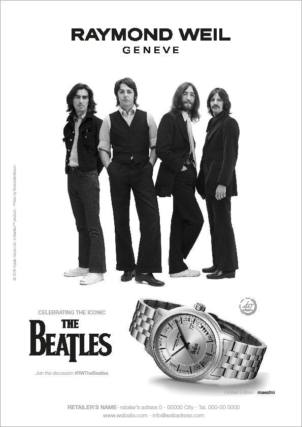 album index at 4 o clock Smoked sapphire see-through case back with The Beatles logo