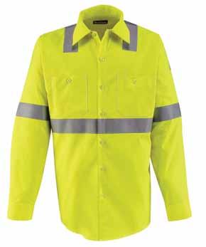 360 visibility with front and back 2" flame-resistant silver reflective striping. Button-front closure. Fabric: Flame-resistant, 7 oz.