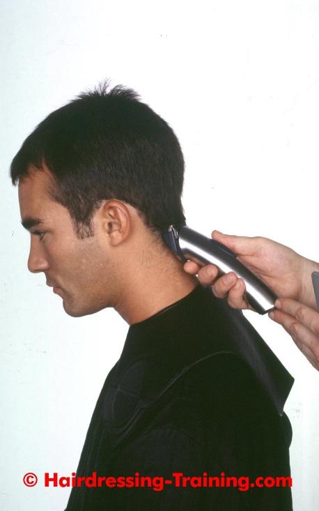 Step By Step 2: Back Area Set your clippers to a No. 1 blade. Tilt your client s head downwards. Following their natural head shape, work up from the nape (the centre point) to the occipital area.