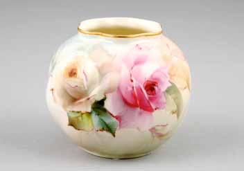 67mm diameter 40-60 (+ 21% BP*) 28 Royal Worcester vase, ovoid form, hand painted with roses,