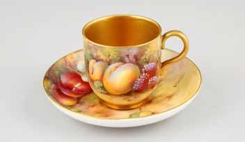 10cm diameter 30-50 (+ 21% BP*) 33 Royal Worcester coffee cup and saucer, hand painted