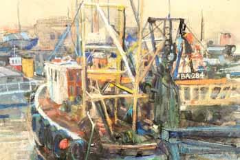 Many of his works over the years were of the bustling harbours and docks of the Lower Clyde where he captured the now past scenes of busy docks and studies of tugs, sailboats and working ships.