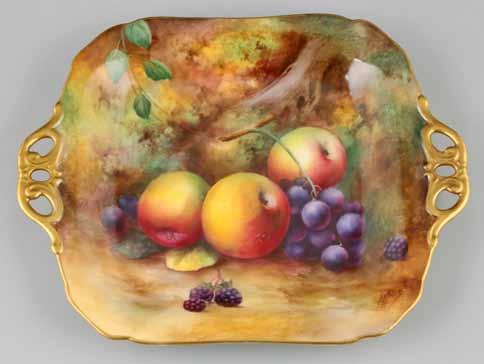12 Royal Worcester 1-60 Thomas R Callan Ltd 49 Royal Worcester cake plate, hand painted with fruit on