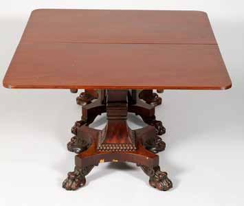 144 Furniture 681-760 Thomas R Callan Ltd Lot 699 699 William IV mahogany double pedestal dining table with one leaf, rectangular top with rounded corners, supported