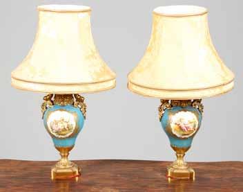 148 Furniture 681-760 Thomas R Callan Ltd Lot 719 719 Pair of Ormolu mounted porcelain table lamps, hand