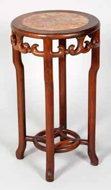 5cm high 120-180 (+ 21% BP*) 724 Chinese hardwood Jardinière stand, circular top with rouge marble insert carved and pierced