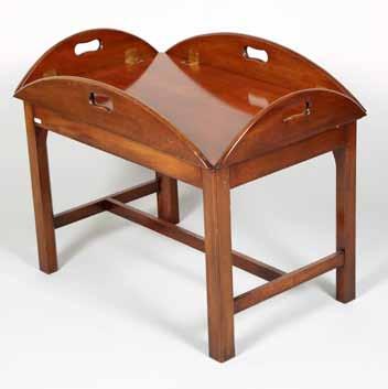 152 Furniture 681-760 Thomas R Callan Ltd Lot 737 737 20th Century mahogany butlers tray and stand,
