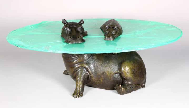 This original Hippopotami art sculpture is cast in bronze utilising the traditional Lost Wax method. The finish and patina are lovingly completed by craftsmen.