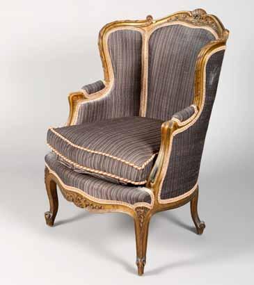 97cm high 200-400 (+ 21% BP*) 755 19th Century French salon chair gilt framed, raised on cabriole