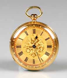 124 grams 800-1200 (+ 21% BP*) Lot 74 75 18 carat gold pocket watch, gilt dial with floral