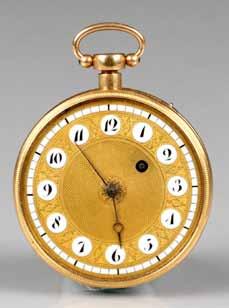 Total weight 122 grams 600-900 (+ 21% BP*) 78 Ladies 18 carat Gold pocket watch, gilt foliate dial, Roman numerals,