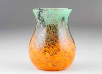com Lot 253 251 Scottish Vasart glass vase, flared form, white with blue