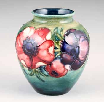 54 Ceramics 279-335 Thomas R Callan Ltd Lot 296 Lot 297 Lot 298 Lot 299 296 Moorcroft pottery vase, baluster form, decorated