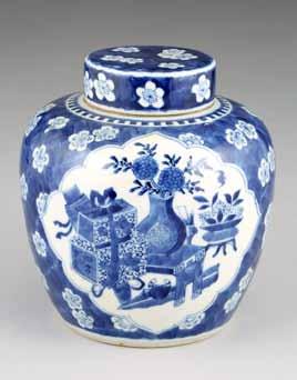 46cm high 343 19th/20th Century blue and white Chinese ginger jar and cover decorated with