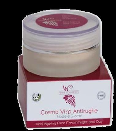 Anti-Ageing Face Cream Night and Day with Vitis Vinifera, Coenzyme Q10, Cyclodextrins The Anti-Ageing Face Cream Night and Day Wine Cosmetics gives an intense nourishment and effective anti-ageing