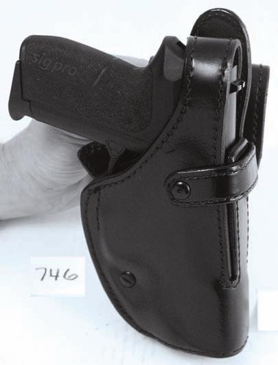 This holster is leather lined and has a polyethylene layer to add strength.