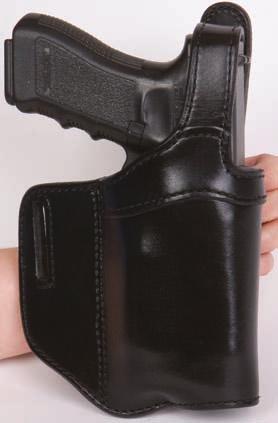 H738-SH TAC This holster has a reinforced belt loop jacket slot, leather lined, covered trigger guard, open bottom, metal reinforced thumb break. A layer of polyethylene adds strength and durability.