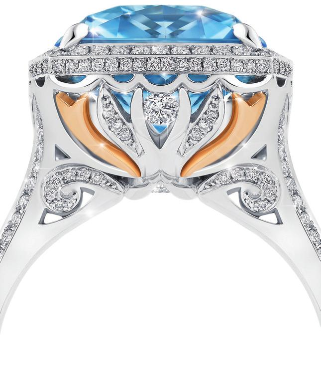 BLUE IRIS A SYMBOL OF HOPE AND FAITH BLUE IRIS SHOWCASES AN INCREDIBLE 6.95CT AQUAMARINE AND THE FINEST OF CALLEIJA CRAFTSMANSHIP.