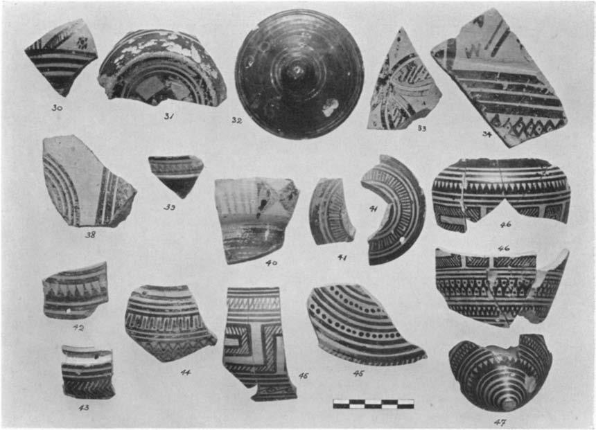 -f Fig. 16. Geometric and Proto-attic Sherds from the Filling over the Houlse (Nos. 30-34) and Outside it (Nos.