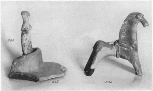 A GEOMETRIC HOUSE AND A PROTO-ATTIC VOTIVE DEPOSIT 619 H. 0.112 m.; W. at bottom 0.051 in. The breakage inidicates that the body inay have been hollow.