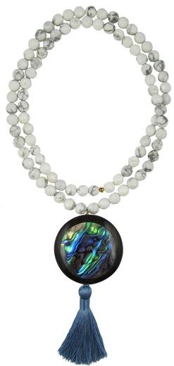 Brooks Necklace, abalone shell faceted white