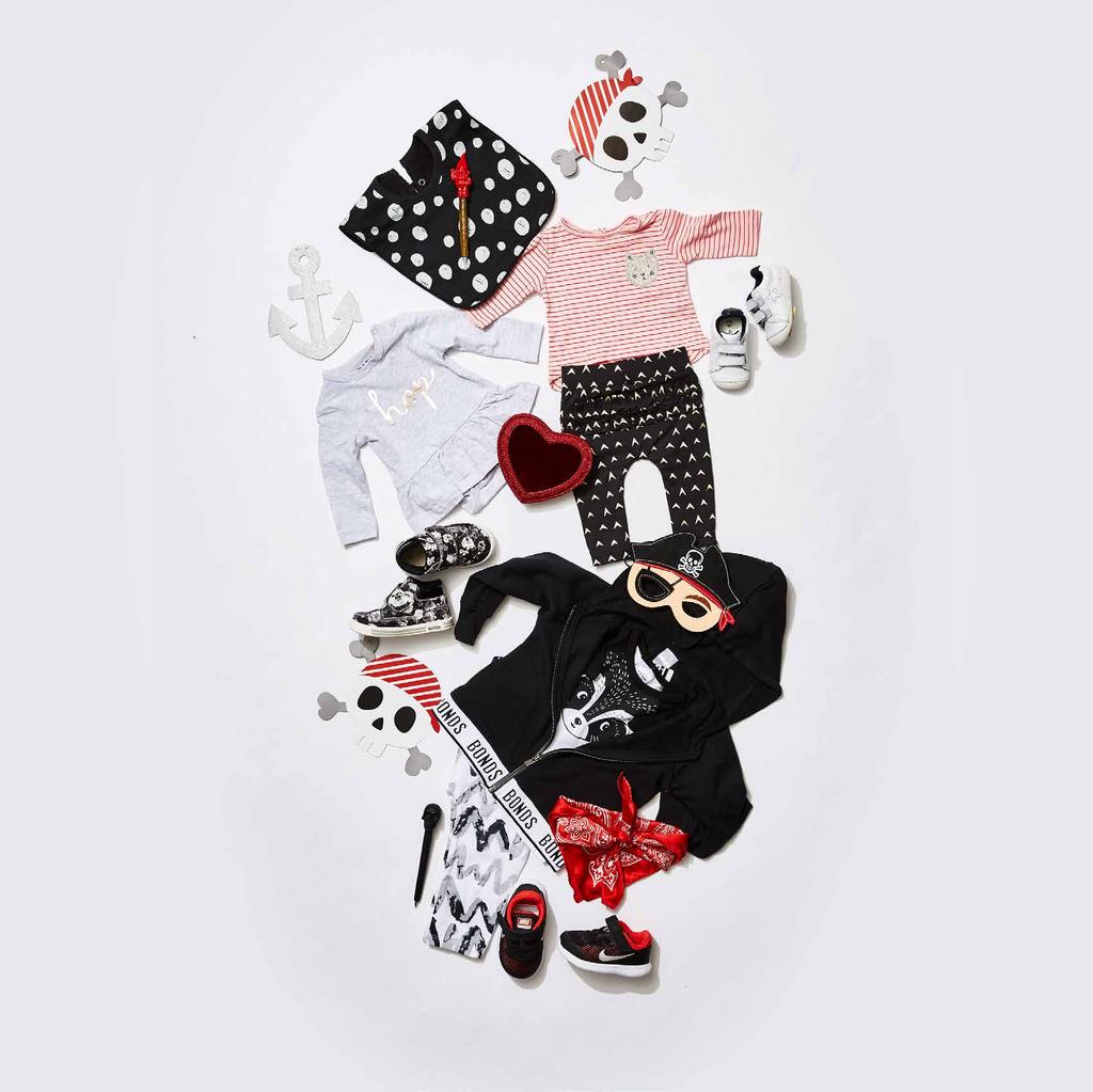// TODDLER WEAR // KIDSWEAR PIRATE PLAY Who doesn t like to dress up? Style your little ones with logo tees, trendy sneakers and rocker monochrome with splashes of red. BACKYARD FUN Kids will be kids!