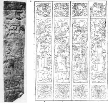 Figure 15: Sculpted pillar with Toltec figure from the Temple of the Warriors, Chichen Itza.