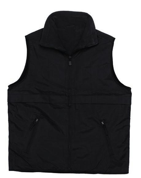 lining Classic fi t Full front zip Two zippered front pockets Binding on armholes and