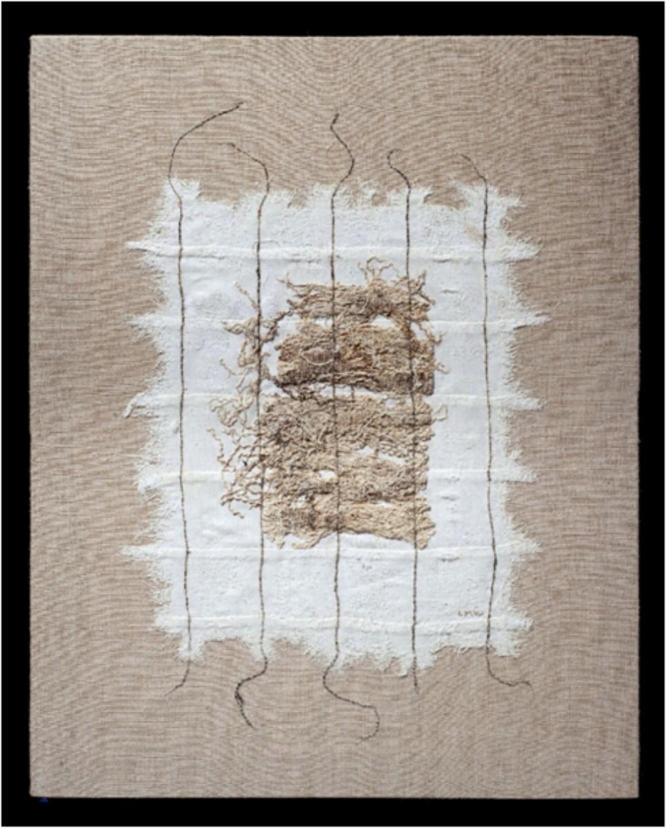 couching thread and the strand being stitched often dictated the final placement. The process became strangely collaborative. Figure 10. Linda Wallace Implantation Series.