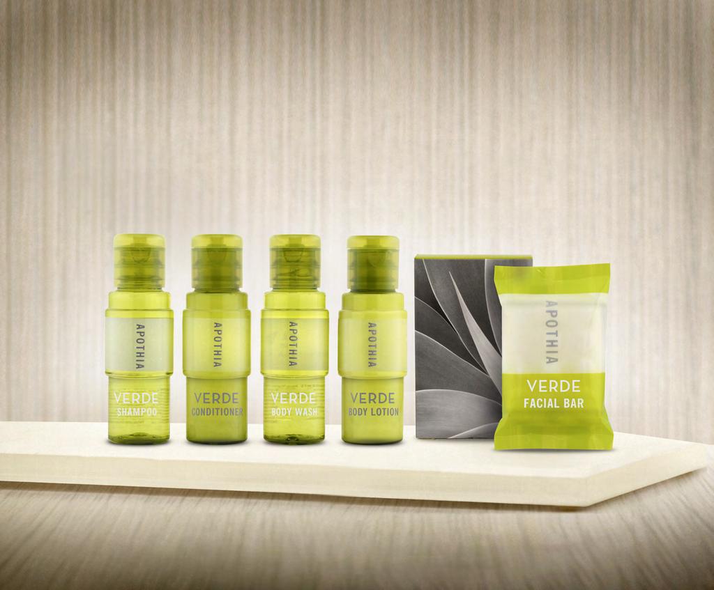 Enjoy the VERDE amenity line with the fresh scent of bright cilantro,
