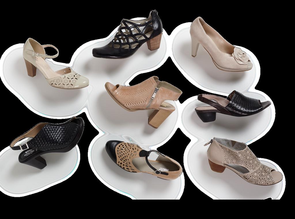 . Maiche black and beige leather t-strap flat fashioned with laser-cut detail on a stacked heel; $9.99. 8.