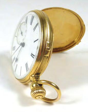wristwatches and a yellow metal curblink chains suspending a St Christopher fob 80-120 607 A silver cased full hunter pocket watch by Thomas Russell &
