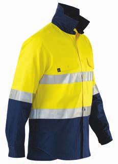 Internal chest pockets with pen partition. Spliced front and back. 3M 8910 Reflective Tape. Cotton Drill with mechanical stretch, 190gsm.