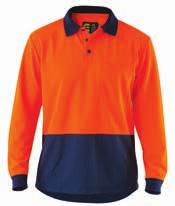 ELEVEN WORKWEAR WORKWEAR Hi-Vis Cotton Backed Spliced Long Sleeve Polo Shirt (E1400S) Clean professional design with angled front placket. Vented collar.