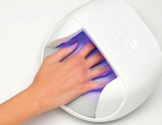 (preset button 3) in the CND LED Lamp.* 4. Remove the top film with a plasticbacked, lint-free pad saturated with 99% Isopropyl Alcohol. 5. Apply to five nails and cure 6.