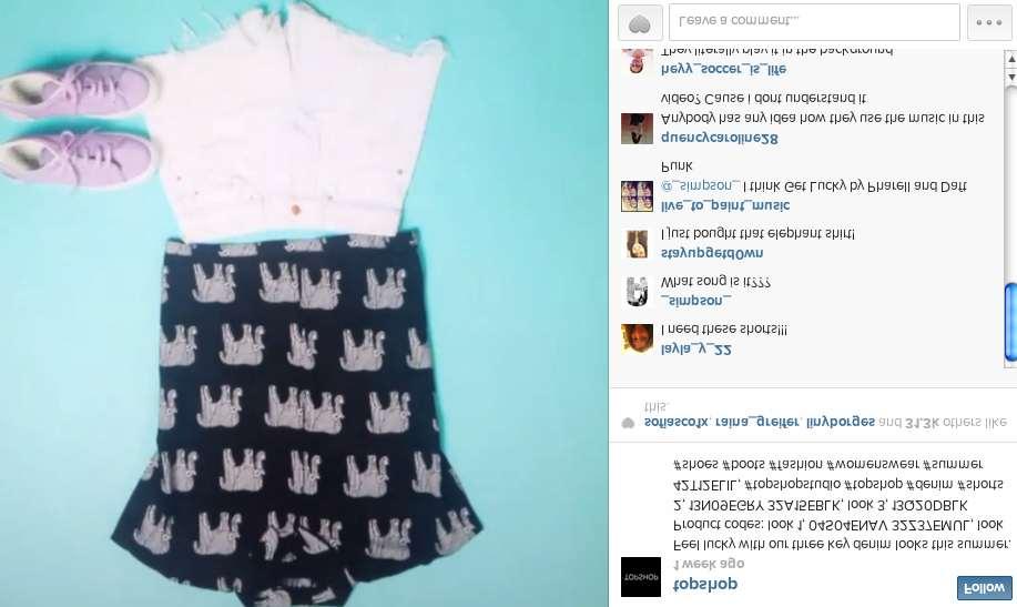 Topshop Topshop blatantly promotes their products through Instagram videos with product codes listed in the post copy.