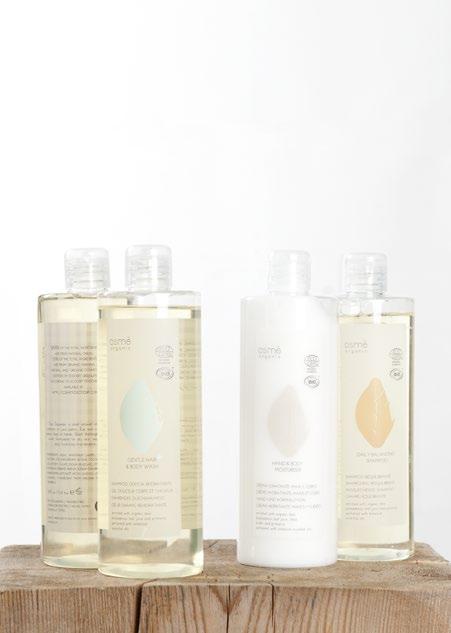 Soft and sandy colours describe the various cosmetics and the soap transforms itself into a leaf.