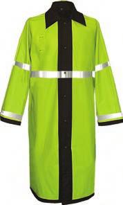 complete waterproofness 2" wide reflective tape on body and sleeves on high visibility side using 3M Scotchlite Reflective Material Roomy raglan sleeves for added freedom-of-movement Side openings to