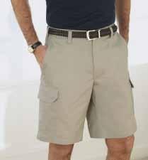 poly/cotton Cintas ComfortFLEX fabric EXCLUSIVE! 380 susan Fit 10" cargo shorts 385 cathy Fit 10" cargo shorts Sizes: Even sizes 0-28. 10" inseam. Colors: Navy (20), Khaki (62), Black (35). Add 5.