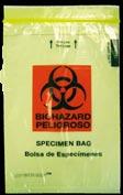 Reclosable Bags with Black & Orange Biohazard Warning Bags designed with info