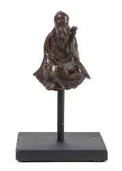 Height 8 3/4 inches. Property from the Estate of an Important American Collection 566 A Bronze Figure of Laozi depicted seated with the left hand bearing a ruyi scepter. Height 2 3/4 inches.